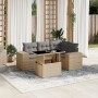 Set Divano da Giardino 5 pz con Cuscini Beige in Polyrattan