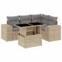 Set Divano da Giardino 5 pz con Cuscini Beige in Polyrattan