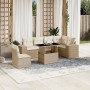 Set Divani da Giardino 7 pz con Cuscini Beige in Polyrattan