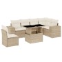 Set Divani da Giardino 7 pz con Cuscini Beige in Polyrattan