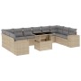 Set Divani da Giardino 11 pz con Cuscini Beige in Polyrattan