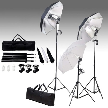 Kit per Studio Fotografico con Set di Luci e Fondale