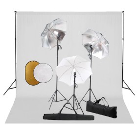 Kit Studio Fotografico con Luci Ombrelli Fondale e Riflettore