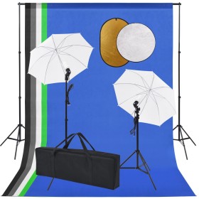 Kit Studio Fotografico con Luci Ombrelli Fondale e Riflettore