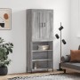 Credenza Grigio Sonoma 69,5x34x180 cm in Legno Multistrato