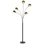 Lampada da Terra 200 cm 5 Bulbi E14 Nero e Oro