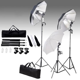 Set di Illuminazione da Studio: Ombrelli e Treppiedi 24 Watt