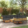 Set Divani da Giardino 10pz con Cuscini Legno Massello Acacia