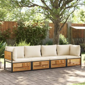 Set Divani da Giardino 4pz con Cuscini Legno Massello di Acacia