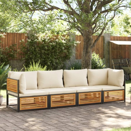 Set Divani da Giardino 4pz con Cuscini Legno Massello di Acacia