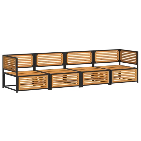 Set Divani da Giardino 4pz con Cuscini Legno Massello di Acacia