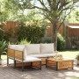 Set Divano da Giardino 5 pz con Cuscini Legno Massello Acacia