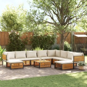 Set Divano da Giardino 11 pz con Cuscini Legno Massello Acacia