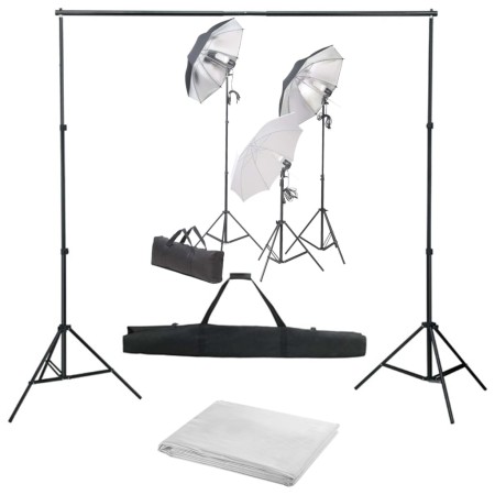 Kit per Studio Fotografico con Set di Luci e Fondale