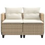 Divano da Giardino 2 Posti con Sgabelli Beige in Polyrattan