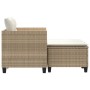 Divano da Giardino 2 Posti con Sgabelli Beige in Polyrattan