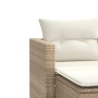 Divano da Giardino 2 Posti con Sgabelli Beige in Polyrattan