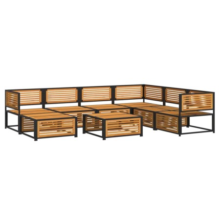 Set Divano da Giardino 8pz con Cuscini Legno Massello di Acacia