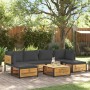 Set Divano da Giardino 7 pz con Cuscini Legno Massello Acacia