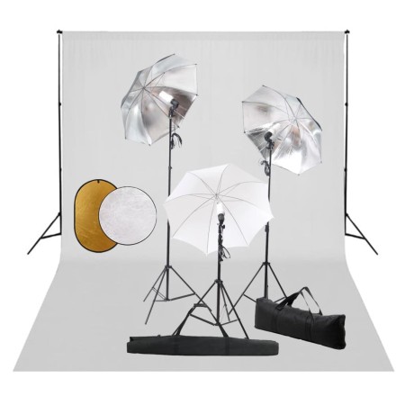 Kit Studio Fotografico con Luci Ombrelli Fondale e Riflettore