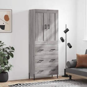 Credenza Grigio Sonoma 69,5x34x180 cm in Legno Multistrato