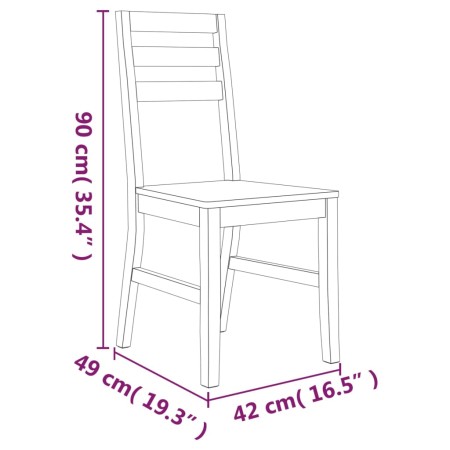 Sedie da Pranzo 2 pz in Legno Massello di Acacia