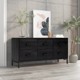 Armadietto Nero 110x30x45 cm in Legno Massello Pino