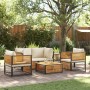 Set Divano da Giardino 5 pz con Cuscini Legno Massello Acacia