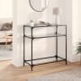 Tavolino Consolle con Piano in Vetro Nero 80x35x81cm in Acciaio