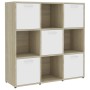 Libreria Bianca e Rovere Sonoma 90x30x90 cm Legno Multistrato