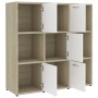 Libreria Bianca e Rovere Sonoma 90x30x90 cm Legno Multistrato