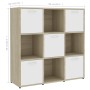 Libreria Bianca e Rovere Sonoma 90x30x90 cm Legno Multistrato