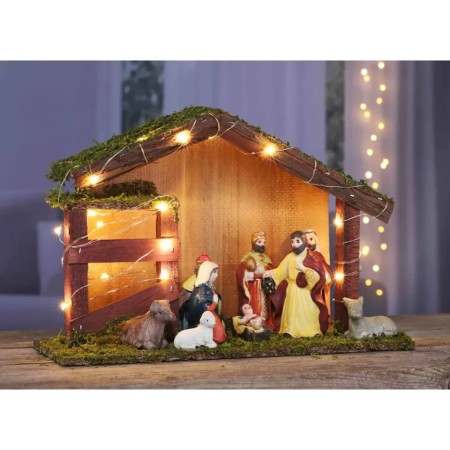 HI Presepe di Natale Illuminato con LED in Legno Decorazione