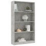 Libreria 4 Ripiani Grigio Cemento 80x24x142cm Legno Multistrato