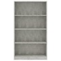 Libreria 4 Ripiani Grigio Cemento 80x24x142cm Legno Multistrato