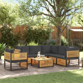 Set Divano da Giardino 7 pz con Cuscini Legno Massello Acacia