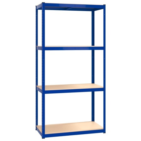 Scaffali a 4 Ripiani 3 pz Blu in Acciaio e Legno Multistrato