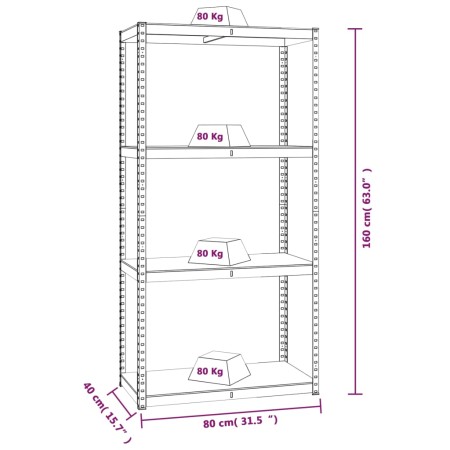 Scaffali a 4 Ripiani 3 pz Blu in Acciaio e Legno Multistrato