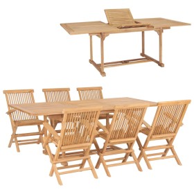 Set da Pranzo per Esterni 7 pz 150-200x100x75 cm Teak Massello