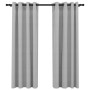 Tende Oscuranti Effetto Lino con Occhielli 2pz 140x175cm Grigio
