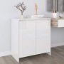 Credenza Bianco Lucido 70x41x75 cm in Legno Multistrato