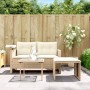 Set Divano da Giardino 3 pz con Cuscini Beige in Polyrattan