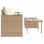 Set Divano da Giardino 3 pz con Cuscini Beige in Polyrattan