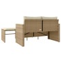 Set Divano da Giardino 3 pz con Cuscini Beige in Polyrattan