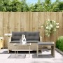 Set Divano da Giardino 3pz con Cuscini Grigio Chiaro Polyrattan