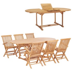 Set da Pranzo per Esterni 7 pz 150-200x100x75 cm Teak Massello