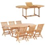 Set da Pranzo per Esterni 7 pz 150-200x100x75 cm Teak Massello