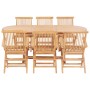 Set da Pranzo per Esterni 7 pz 150-200x100x75 cm Teak Massello