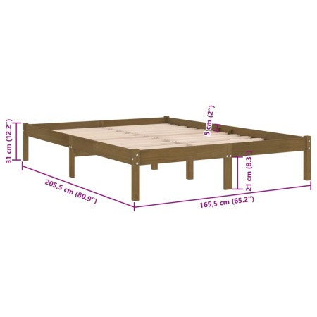 Giroletto Marrone Miele in Legno Massello di Pino 160x200 cm