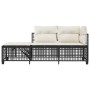 Set Divani ad Angolo 3 pz con Cuscini in Polyrattan Nero